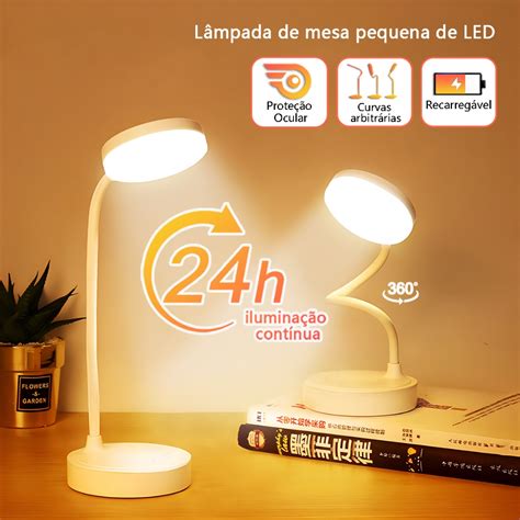 Abajur De Mesa LED Luminária USB Recarregável Luz Presença Lâmpada Sem