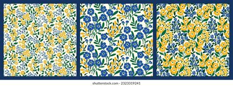 Blue Yellow Floral Pattern Stock Vectors And Vector Art