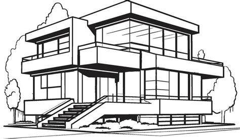 Urban Villa Impression Contemporary City House In Black Outline