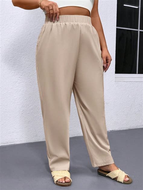 SHEIN Essnce Pantalon décontracté simple à taille élastique avec poches