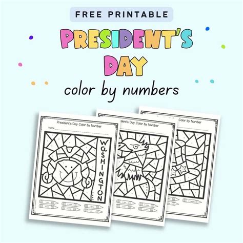 Free Printable President S Day Color By Number Worksheets The Artisan