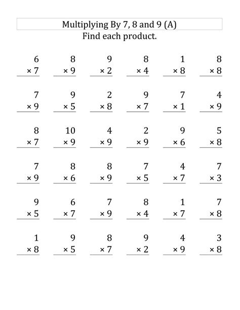 Times Tables For Rd Graders Worksheet