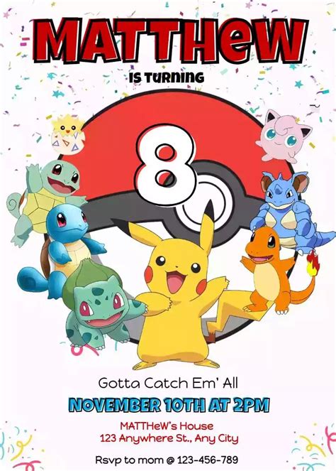 Pokemon Invitations Printable Free FREE Printable HQ