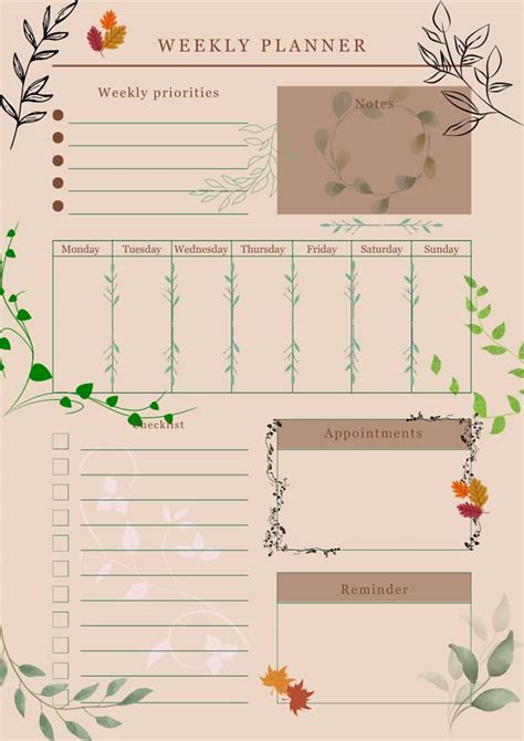 Fall Themed Weekly Planner Study Planner Planner Life Planner