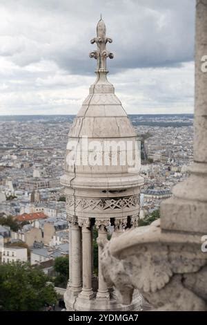 Impressive Summer View Of Paris From Montmartre Hill France Stock