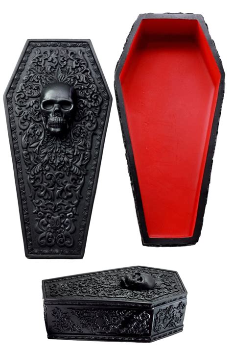 Ebros Day Of The Dead Gothic Baroque Floral Skull Coffin Decorative