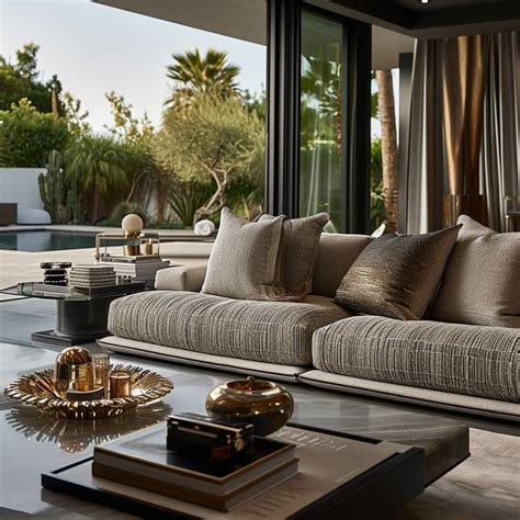 Luxury Modern Living Room Design With Fabrics Materials Living Room