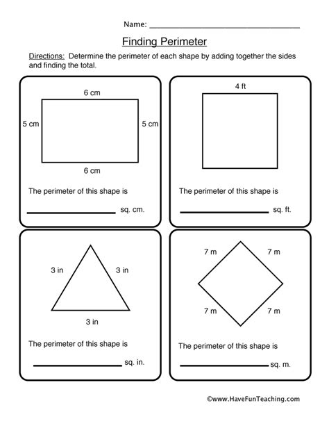 Perimeter Of Shapes Worksheet Perimeter Worksheet Rd Answer