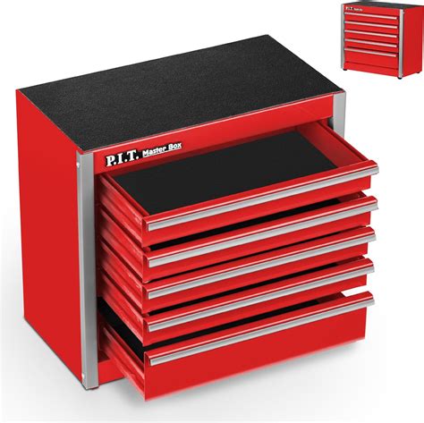 Mini Red Tool Box Portable 5 Drawer Micro Roll Cab Steel Stackable