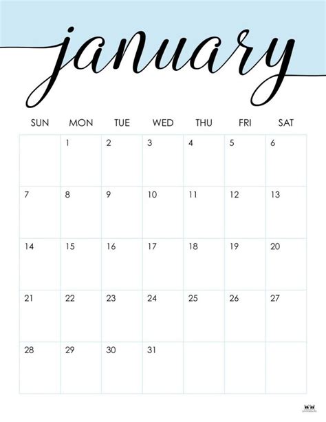 January Calendars Free Printables Printabulls Calendar