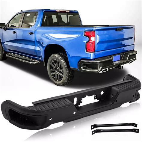 Black Steel Rear Bumper Assembly For GMC Sierra 2019 2023 Chevy