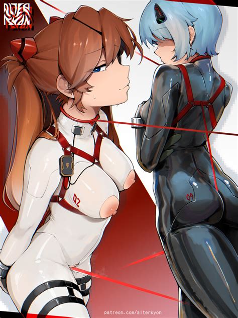 Souryuu Asuka Langley And Ayanami Rei Neon Genesis Evangelion Drawn