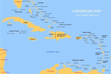 Maps Of Caribbean Islands Printable