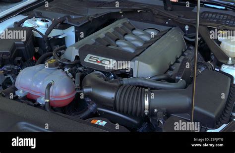 Closeup Of Engine Ford Mustang V8 GT Stock Video Footage Alamy