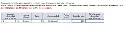 Solved Complete The Following Using The Present Value Chegg