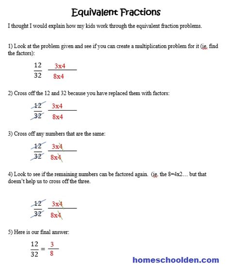 Finding Equivalent Fractions Using Division Worksheets Fract