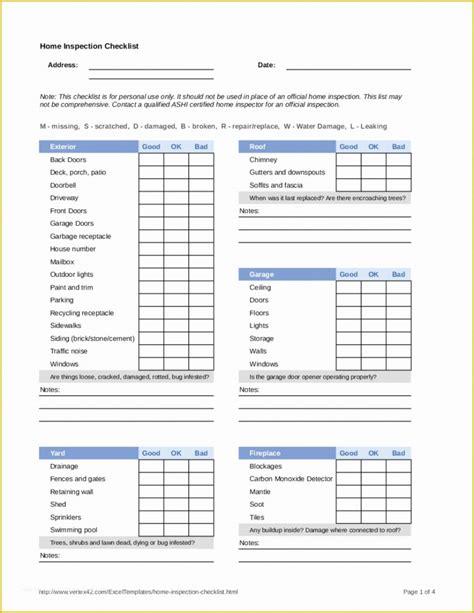 House Inspection Checklist Template Social Media Template