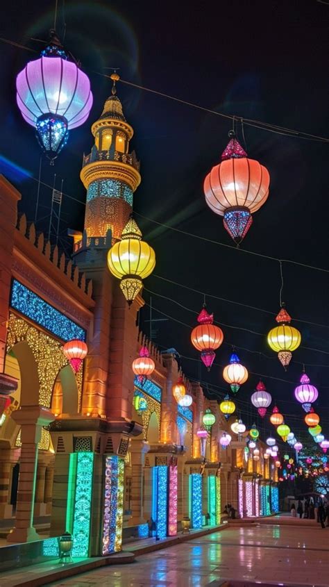 Islamic Wallpaper Colorful Lanterns Phone Wallpaper Lock Screen