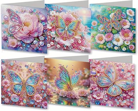 Amazon MaiYiYi 6 Pack DIY Butterfly Diamond Art Greeting Cards Kit