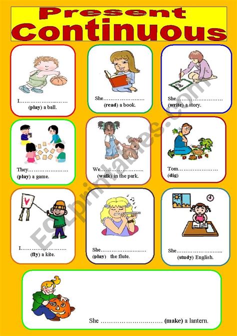 Present Continuous Worksheet Esl