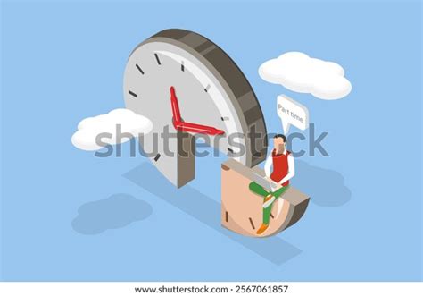 D Isometric Flat Vector Illustration Part Time