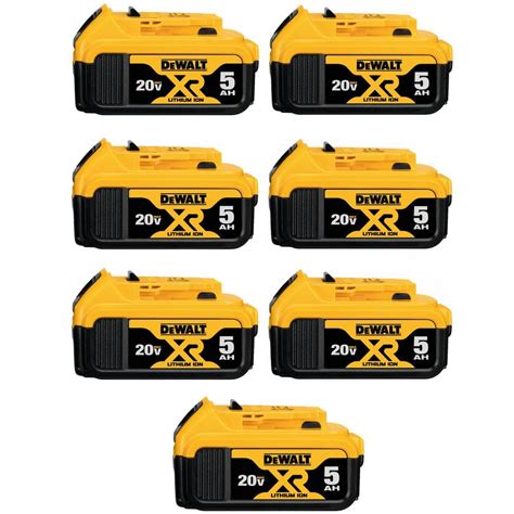 DEWALT 20V MAX XR Premium Lithium Ion 5 0Ah Battery Pack 7 Pack