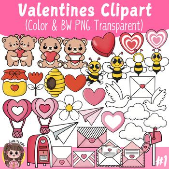 Valentines Day Clip Art Teddy Bear Bee Balloon Mail PNG