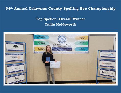 Spelling Champions Emerge At The Th Annual Calaveras County Spelling