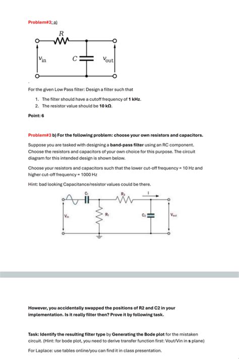 Solved Problem A For The Given Low Pass Filter Design A Chegg