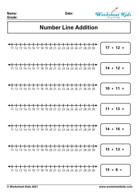 Number Line Addition Activities Up To 30 Addition Worksheets Number