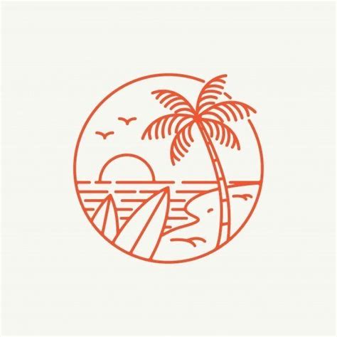 Tropical Island Sunset Mini Drawings Tattoo Drawings Logo Design