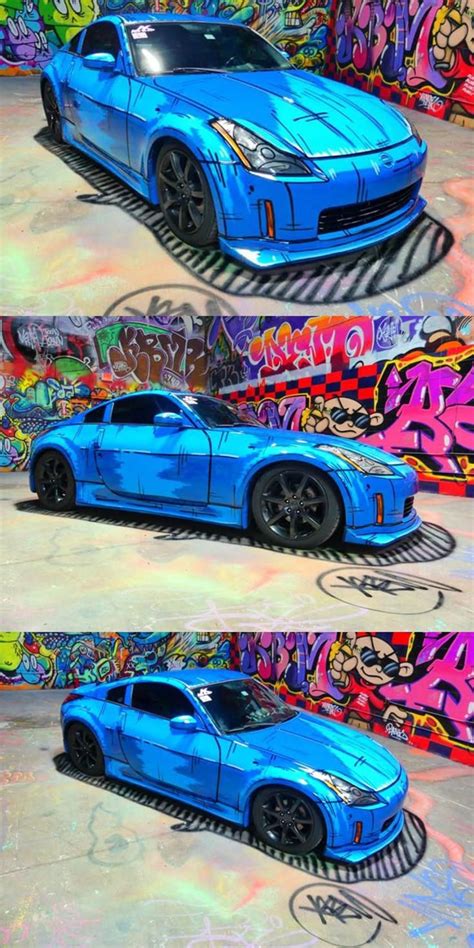 Hand Painted Nissan 350Z A Cartoon Drawing On Wheels