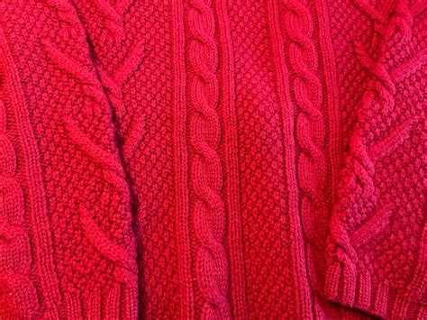 Downsizing Sale L L Bean Vintage Wool Red Cable Knit Sweater