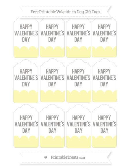 Free Pastel Light Yellow Valentines Day Gift Tags Printable Treats