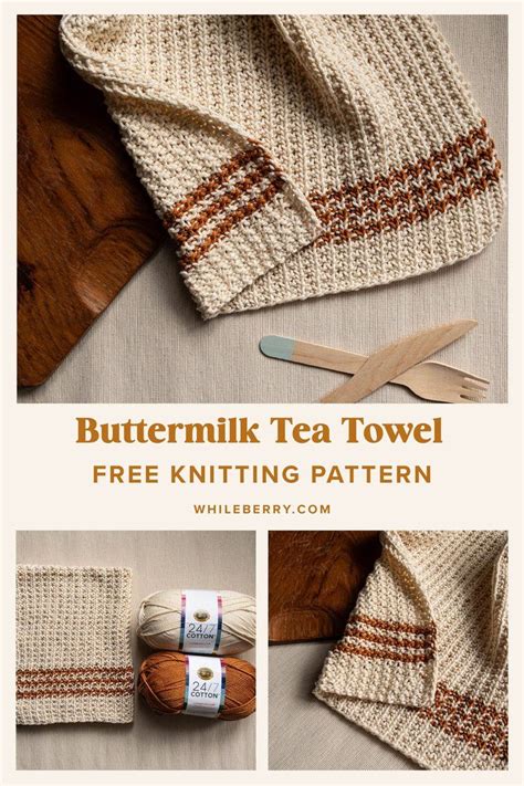Buttermilk Tea Towel, Free Dishcloth Knitting Pattern — Whileberry ...