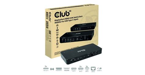 Club 3D DisplayPort HDMI Dock 4K60Hz Dockingstation Zwart Met KVM