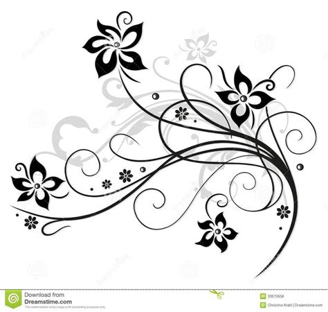 Black Flowers Floral Element Stock Vector Illustration Of Decorative