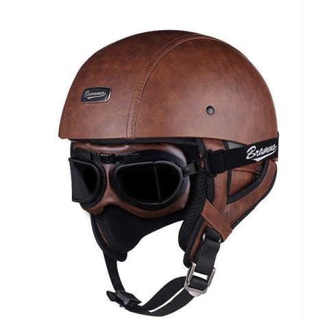 Retro Pu Leather Motorcycle Helmet Vintage Women S Scooter Half Helmet