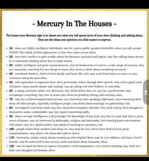 Mercury In The Houses