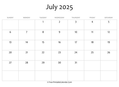 Calendar July 2025 Editable Mariah Knox