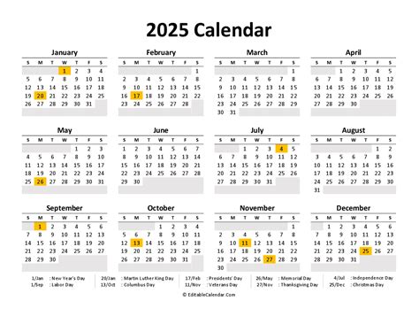 Free Print Calendar With Holidays James L Prokop