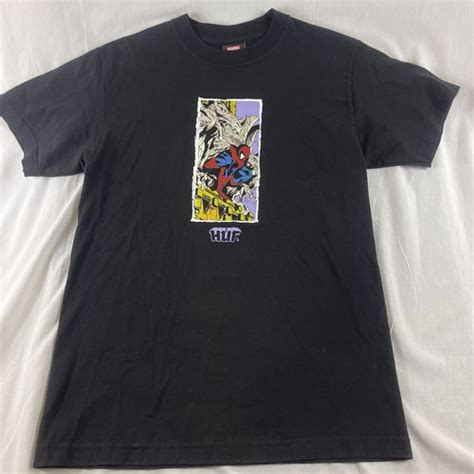 HUF X Marvel Spider Man Comic Gargoyles Moody Black SS T Shirt Adult S