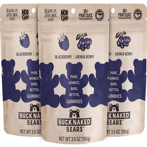 Buck Naked Bears Gummy Bears Blackberry Blueberry Oz Pack Of