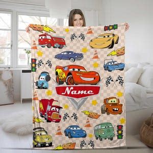 Personalized Disney Cars Blanket Custom Name Cars Blanket Lightning