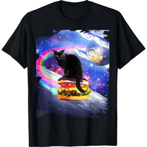 black cat  burger cheeseburger  space  shirt unisex  shirt