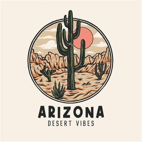 Premium Vector Arizona Desert Vibes Graphic Design Hand Drawn Line