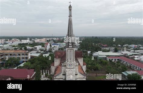 Drone Footage At Christian Church Of Cai Be In Mekong Delta South