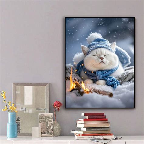 Ideal Gift 1PC Cats In Winter Unframed Wall Arts Posters Canvas