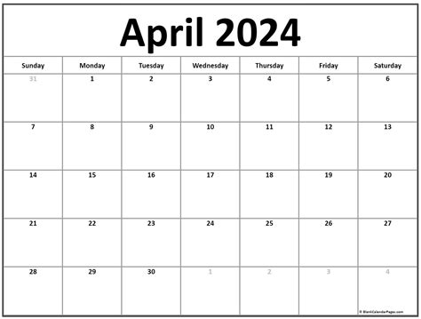 Printable April Calendar