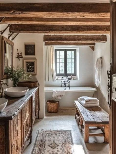 Pin By Becca Garrett On Log Cabin French Country Bathroom Country